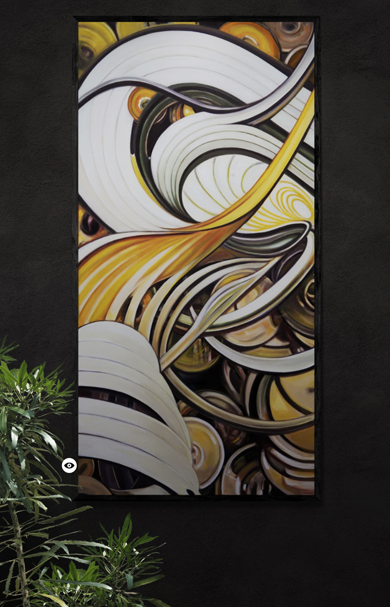 Michele Aitchison working on a commission painting