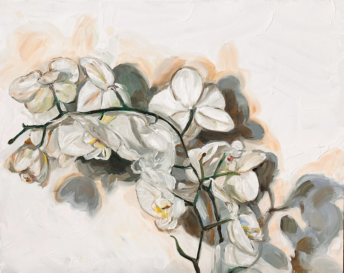 White Orchids — Strada painting by Michele Aitchison